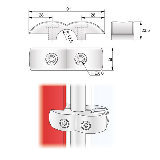 Tablero de doble cara de 25 mm y conector de vidrio, cromado (2) – Furnica