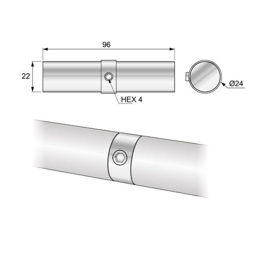 Conector de tubería de 25 mm, cromado (2) – Furnica