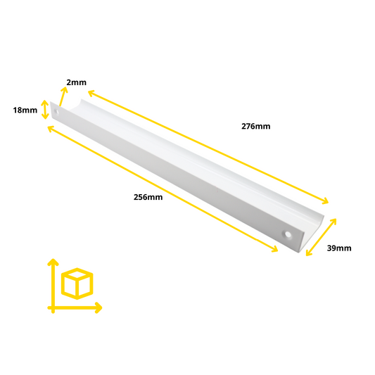 Mango de perfil de agarre Edge de 256 mm (longitud total de 276 mm) - Blanco (2) – Furnica