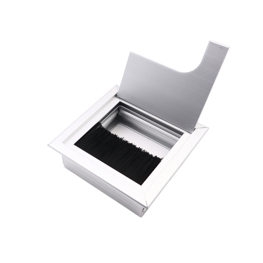 Pasacables cuadrado de aluminio de 80x80mm, plateado "Wave" (2) – Furnica