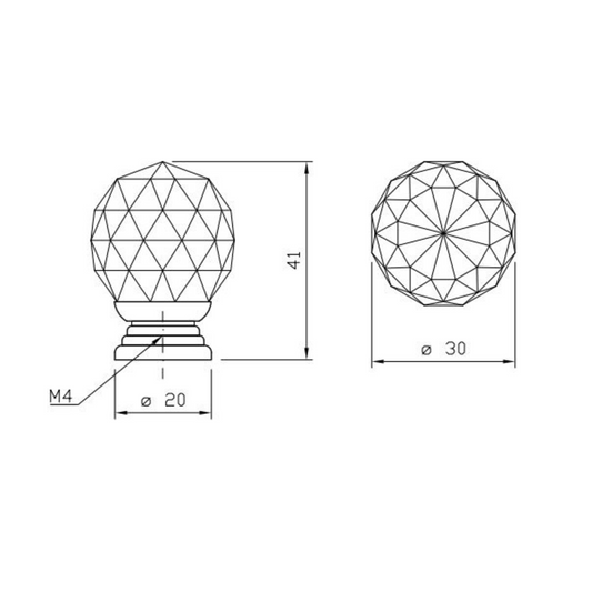 Pomo redondo de cristal negro con efecto de vidrio - Ø30mm - Cromo (2) – Furnica
