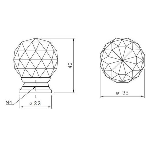 Perilla redonda de cristal con efecto de vidrio para gabinetes - Ø35mm - Cromo (2) – Furnica