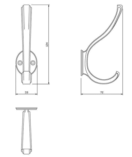 Doble gancho para sombrero y abrigo - 124mm - Negro (2) – Furnica