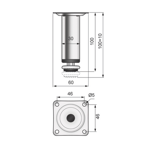 Pata de mueble de 100 mm - Cromo (2) – Furnica