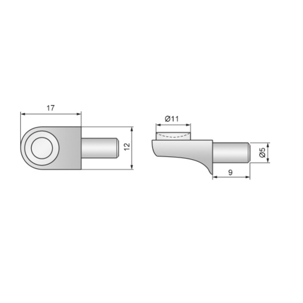 Soporte de estante de vidrio Ø5mm con ventosa (2) – Furnica