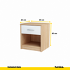 JULIA - Mesa de noche - Mesita de noche con 1 cajón - Roble Sonoma / Blanco mate H45cm W39cm D35cm