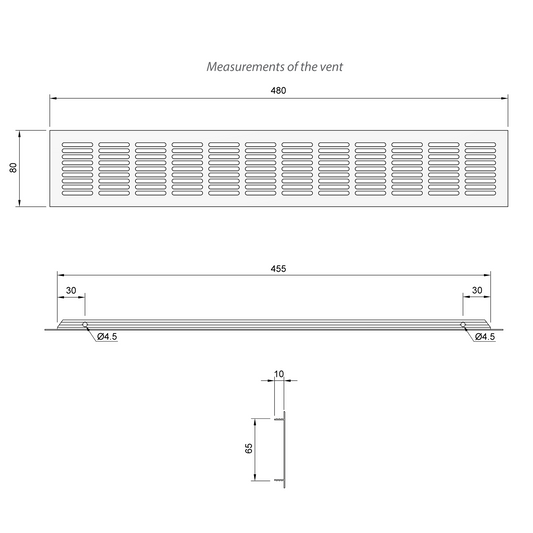 Rejilla de ventilación de aluminio 480x80mm - Blanco (2) – Furnica