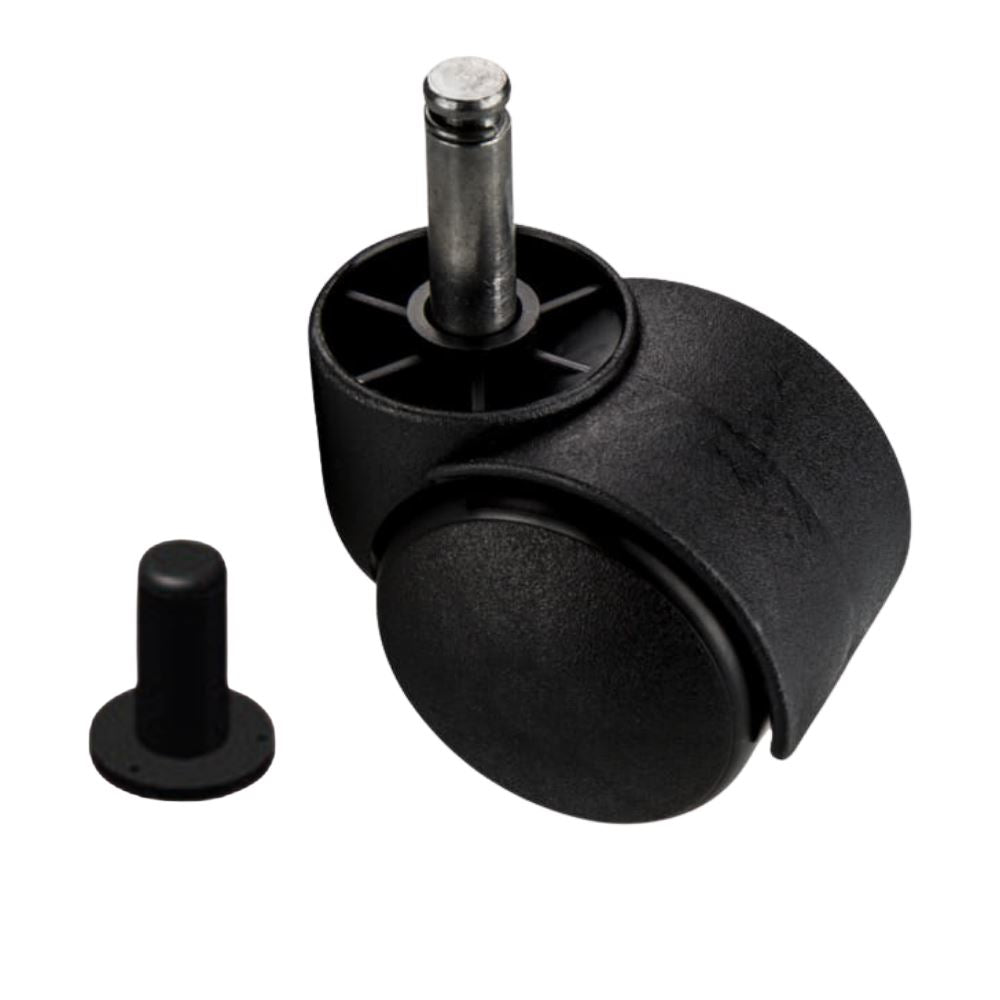 Rueda giratoria de plástico para muebles con pasador de montaje de 8 mm y funda - Ø40 mm – Furnica