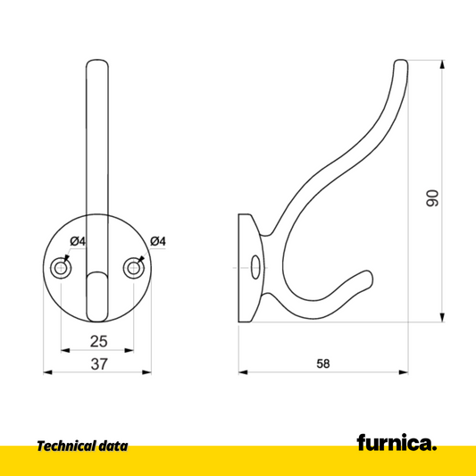 Doble gancho clásico para perchas - Cromo mate (2) – Furnica