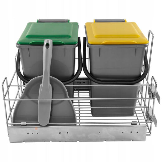 Cubo de basura extraíble para cocina con cierre suave de 2 x 10L con placas de color - Armario de 400mm (2) – Furnica