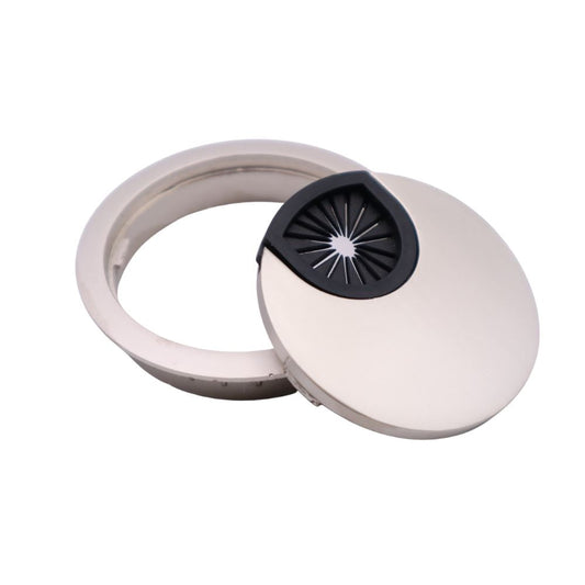 Pasacables de metal con orificio de goma - Satinado Ø60mm (2) – Furnica