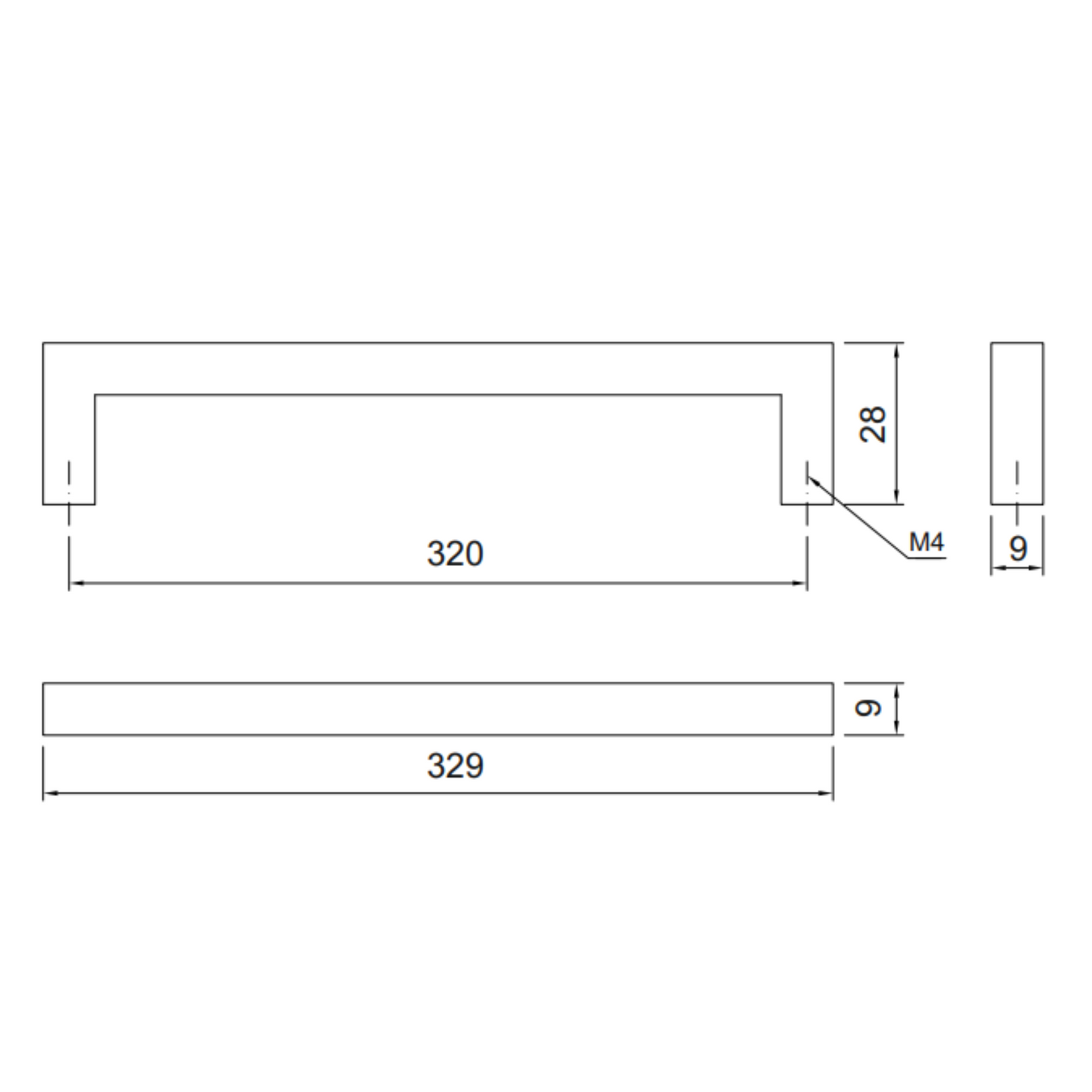 MODERNO - Tirador de muebles de 320 mm - Cromo (2) – Furnica