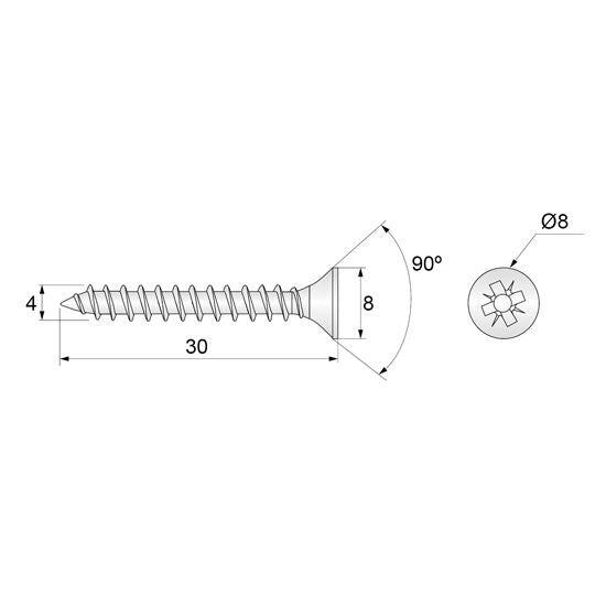 Tornillos de madera PZ2 4.0x30mm Zinc blanco (1000 piezas) (3) – Furnica