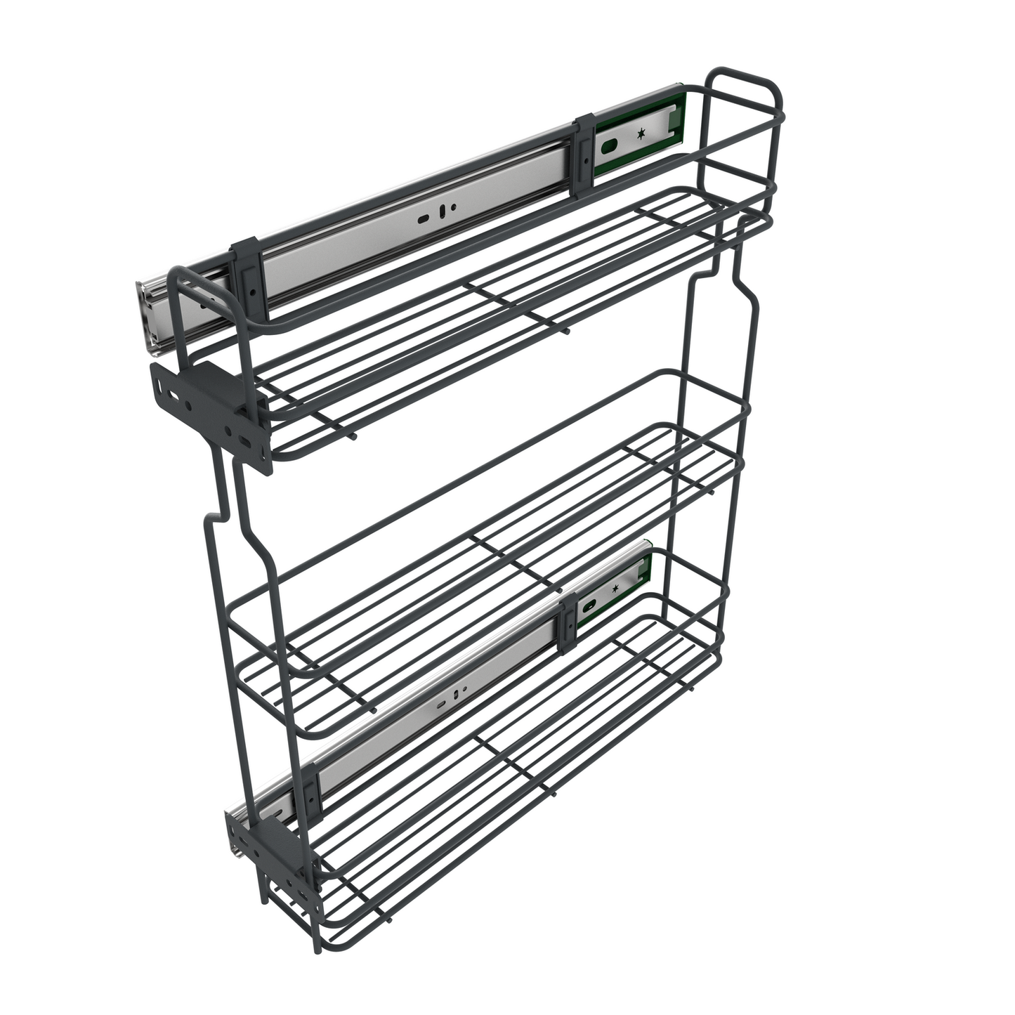 Cestas de almacenamiento extraíbles de 15 cm con cierre suave Mini Cargo - 3 estantes - Antracita – Furnica