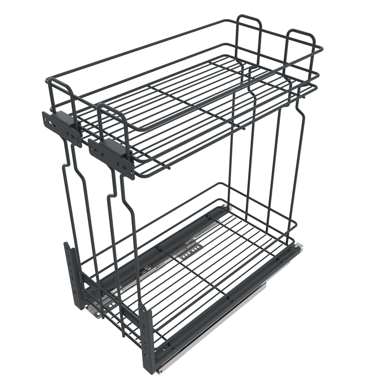 Cestas de almacenamiento extraíbles de 20 cm con cierre suave Mini Cargo - 2 estantes - Antracita – Furnica