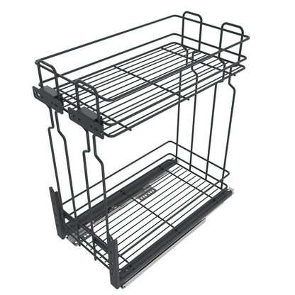 Cestas de almacenamiento extraíbles de 60 cm con cierre suave Mini Cargo - 2 estantes - Antracita – Furnica