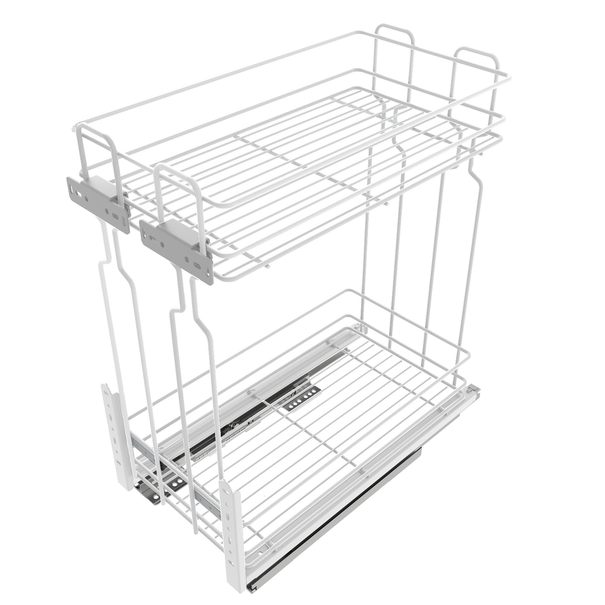 Cestas de almacenamiento extraíbles de 15 cm con cierre suave Mini Cargo - 2 estantes - Blanco – Furnica