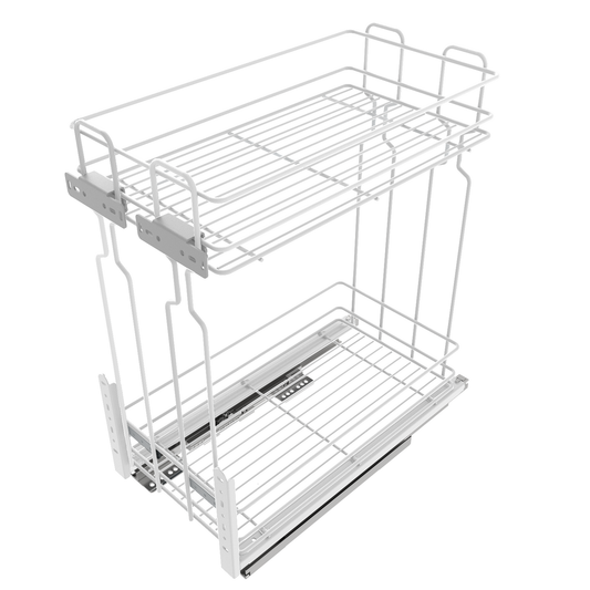 Cestas de almacenamiento extraíbles de 15 cm con cierre suave Mini Cargo - 2 estantes - Blanco – Furnica
