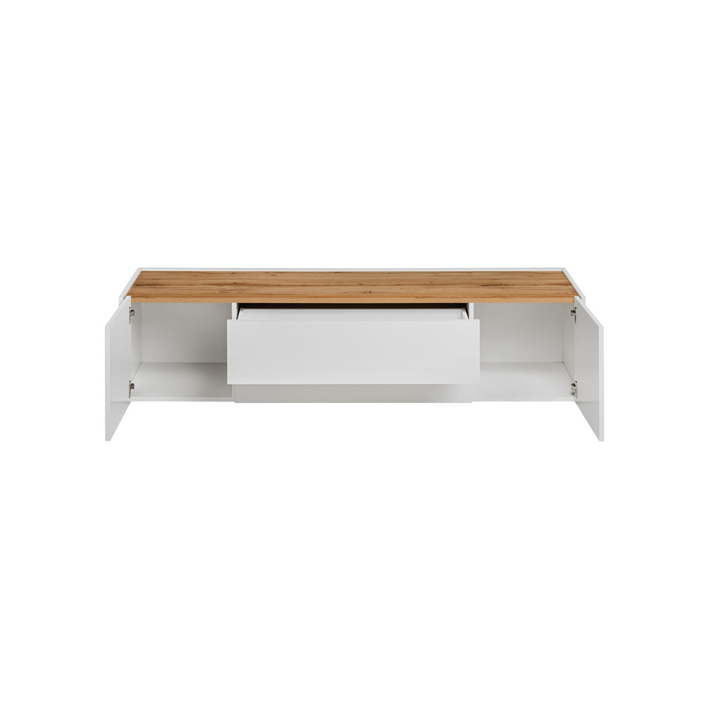 CARLO VII - Conjunto de muebles de salón - Blanco Mate / Roble Wotan