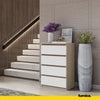 GABRIEL - Cómoda de 4 cajones - Armario de almacenamiento para el dormitorio - Aparador - Roble Sonoma / Blanco Mate A92cm A60cm P33cm