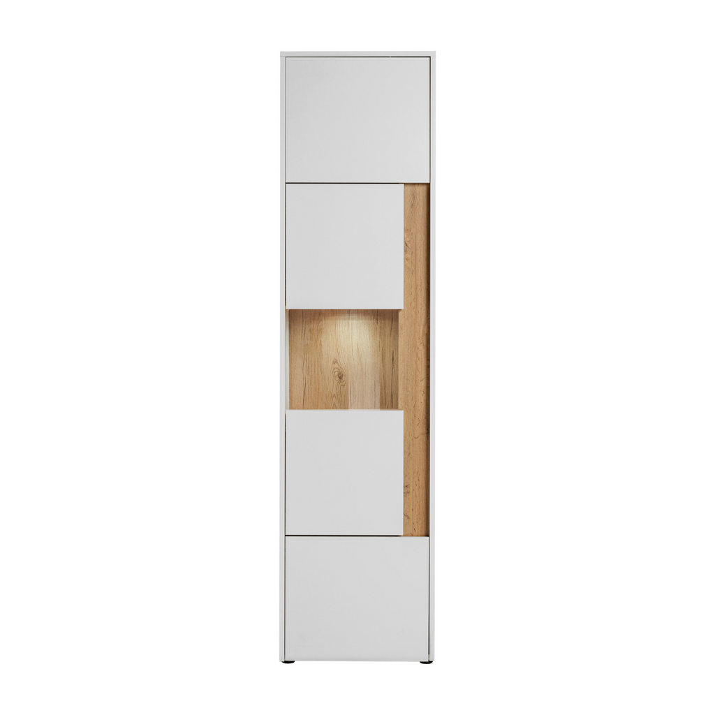 CARLO VII - Conjunto de muebles de salón - Blanco Mate / Roble Wotan