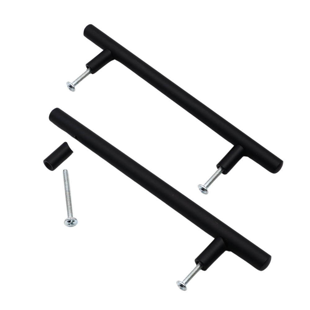 Tirador de barra de acero inoxidable - 128 mm (188 mm de largo) - Negro mate