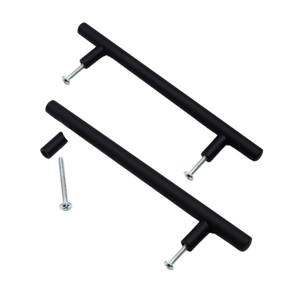 Tirador de barra de acero inoxidable - 128 mm (188 mm de largo) - Negro mate