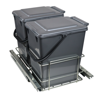 Cubo de basura extraíble para cocina con cierre suave 2 x 10L - Armario de 400mm – Furnica
