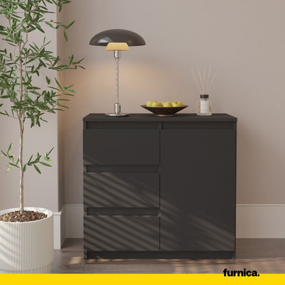 MIKEL - Cómoda de 3 cajones y 1 puerta - Armario de almacenamiento para el dormitorio - Aparador - Antracita - A75cm (3)