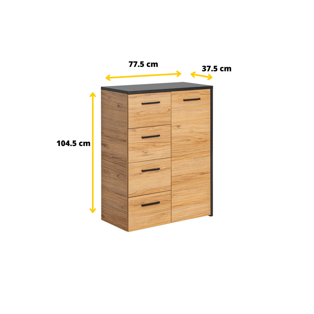 Unidad de pared TORONTO - Conjunto de muebles de salón - Negro Mate / Roble Warmia