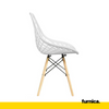 DARIO - Silla de plástico perforado para comedor / oficina con patas de madera - Blanco