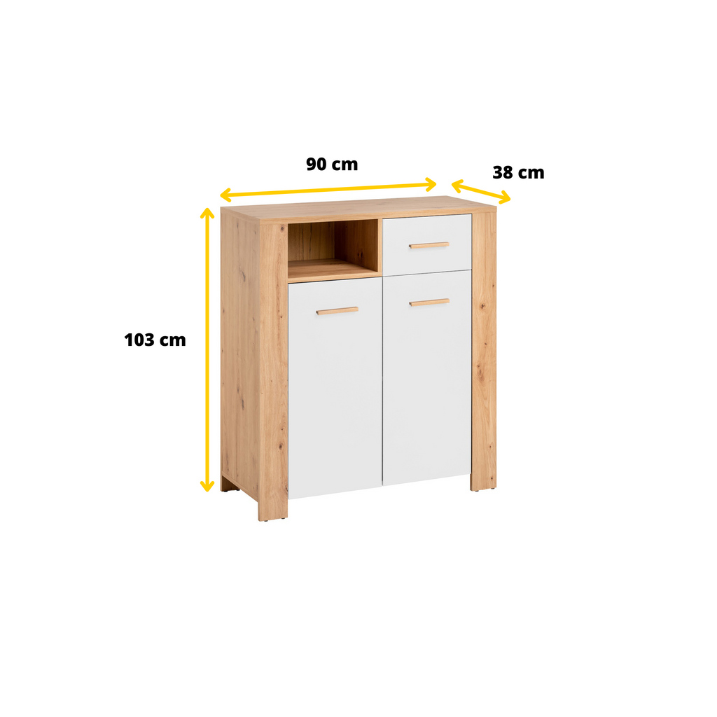 VEGA II - Conjunto de muebles de salón - Roble Wotan / Blanco Mate