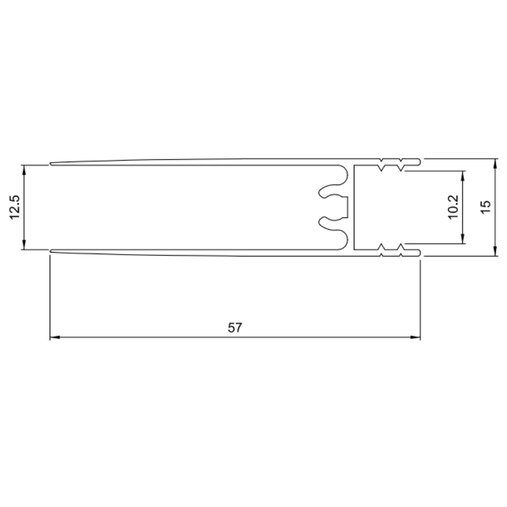 Perfil de aluminio horizontal inferior de 10 mm - 560 cm - Anodizado en color champán