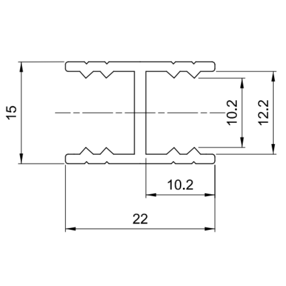 Perfil de aluminio horizontal de conexión en forma de H de 10 mm - 560 cm - Anodizado en color champán