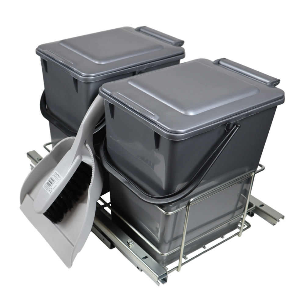 Cubo de basura extraíble para cocina con cierre suave 2 x 10L - Armario de 400mm (2) – Furnica