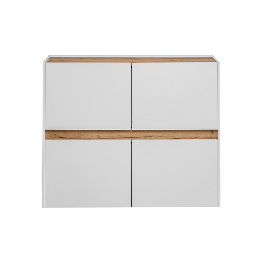 CARLO VII - Conjunto de muebles de salón - Blanco Mate / Roble Wotan