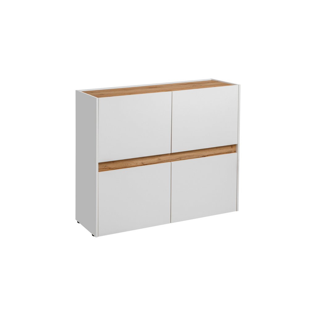 CARLO VII - Conjunto de muebles de salón - Blanco Mate / Roble Wotan