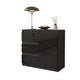 MIKEL - Cómoda de 3 cajones y 1 puerta - Armario de almacenamiento para dormitorio - Aparador - Antracita / Negro Brillante