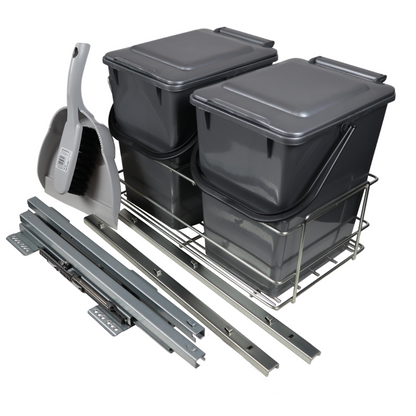 Cubo de basura extraíble para cocina con cierre suave 2 x 10L - Armario de 400mm (5) – Furnica