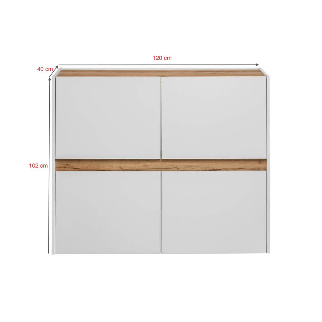 CARLO VII - Conjunto de muebles de salón - Blanco Mate / Roble Wotan