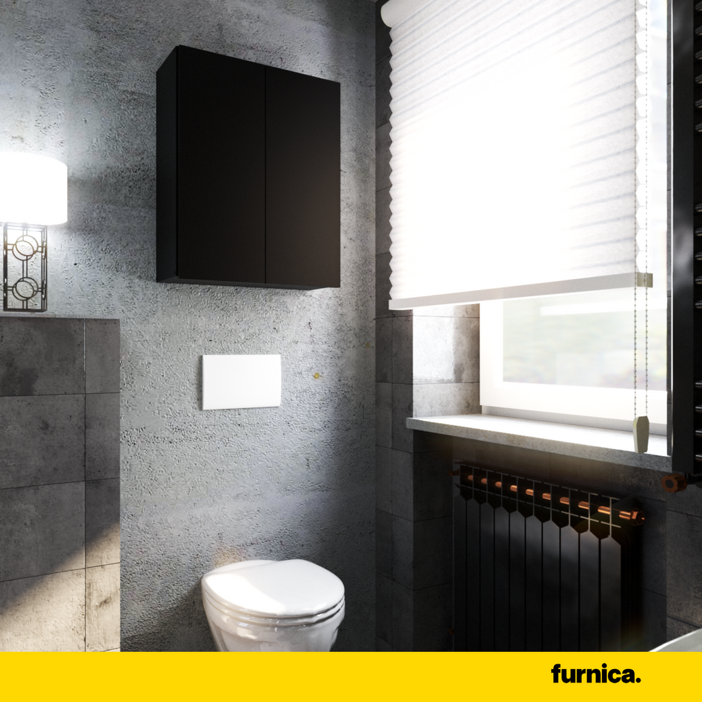 EMILY - Armario de baño con puertas y estantes - Negro Mate - A80cm A60cm P30cm