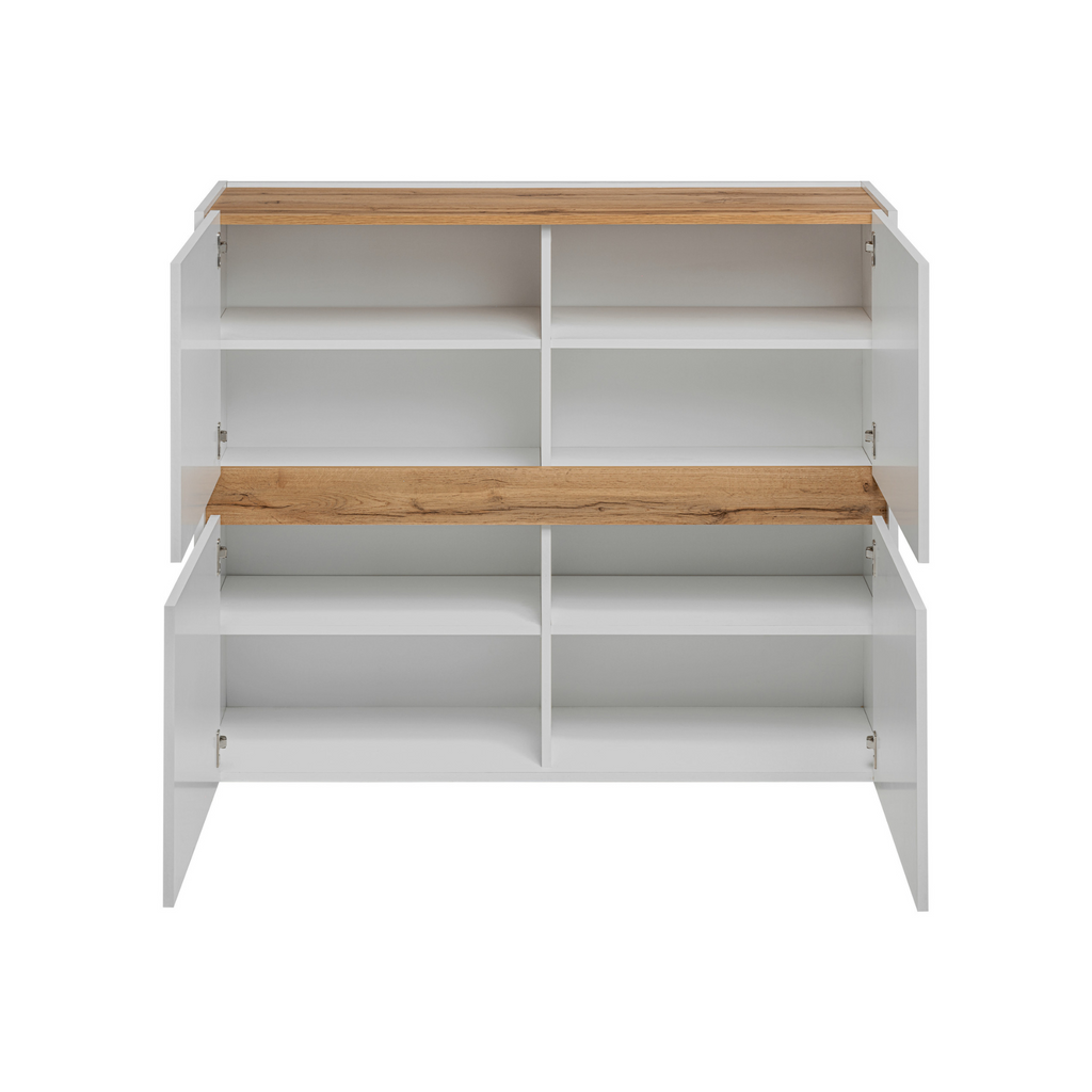 CARLO VII - Conjunto de muebles de salón - Blanco Mate / Roble Wotan