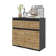 NOAH - Cómoda de 2 cajones y 2 puertas - Armario de almacenamiento para dormitorio - Aparador - Antracita / Roble Wotan -