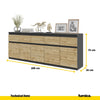 NOAH - Cómoda de 5 cajones y 5 puertas - Armario de almacenamiento para dormitorio - Aparador - Antracita / Roble Wotan - A75cm A200cm P35cm