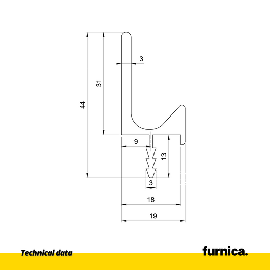 Perfil empotrado II T18 / 350cm - Negro Mate (2) – Furnica