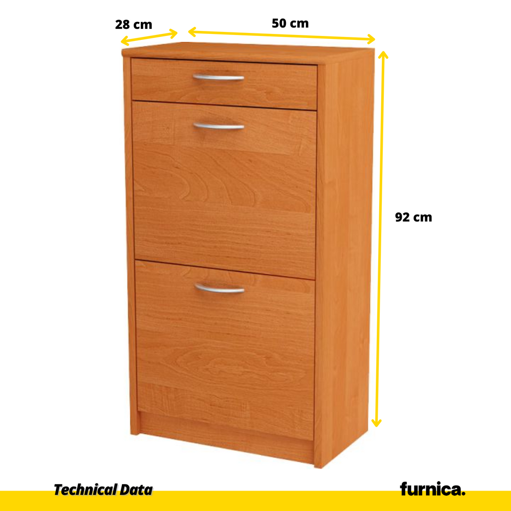 JULIA - Zapatero con 1 cajón y almacenamiento de 2 niveles - Aliso H92cm W50cm D28cm