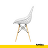 DARIO - Silla de plástico perforado para comedor / oficina con patas de madera - Blanco