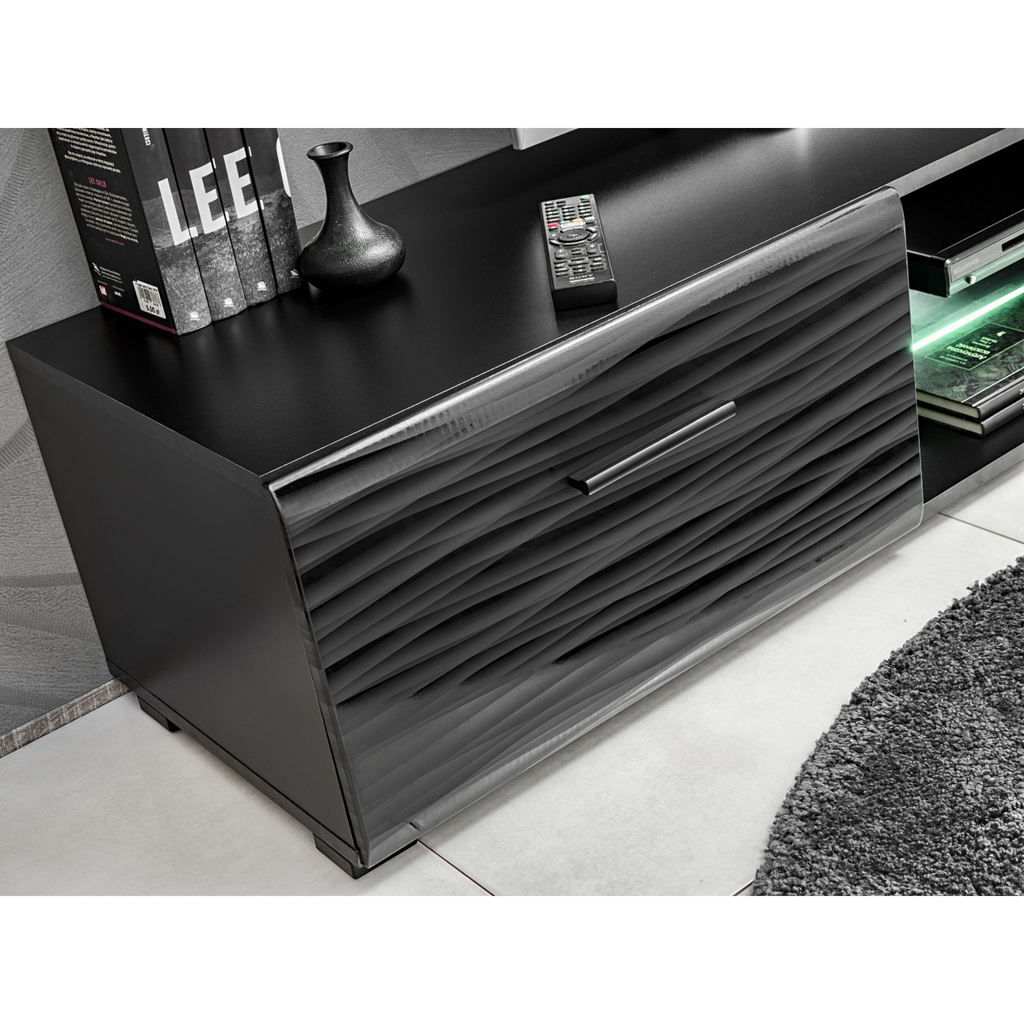 Unidad de pared BLADE MINI - Conjunto de muebles de salón - Negro Mate / Sahara 3D