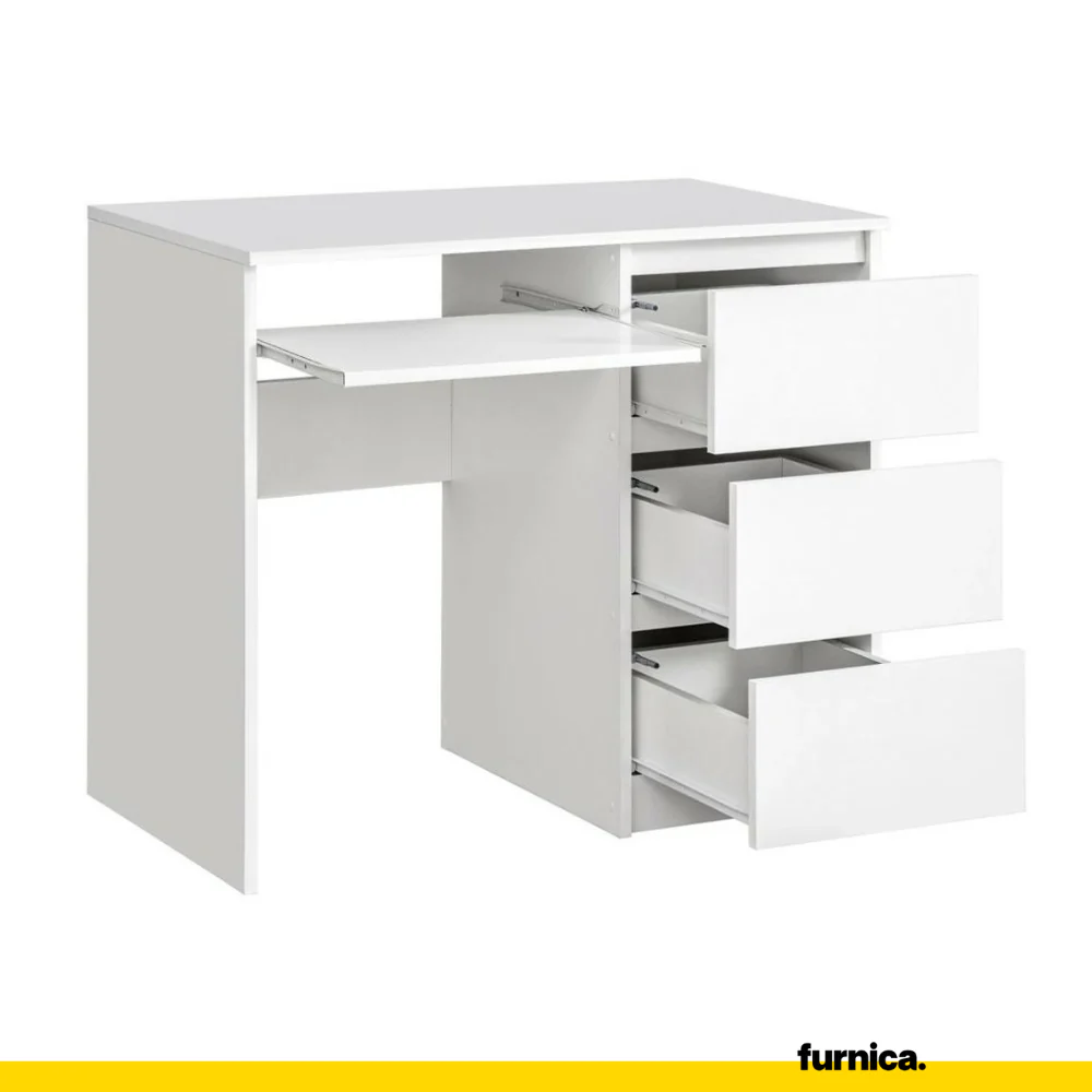 BRUNO - Escritorio de ordenador con 3 cajones y bandeja para teclado A76cm A90cm P50cm Derecha - Antracita