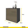 CAMILLE - Aparador de empuje para abrir con 2 puertas y 2 cajones - Antracita / Capuchino brillante H74cm W80cm D36cm